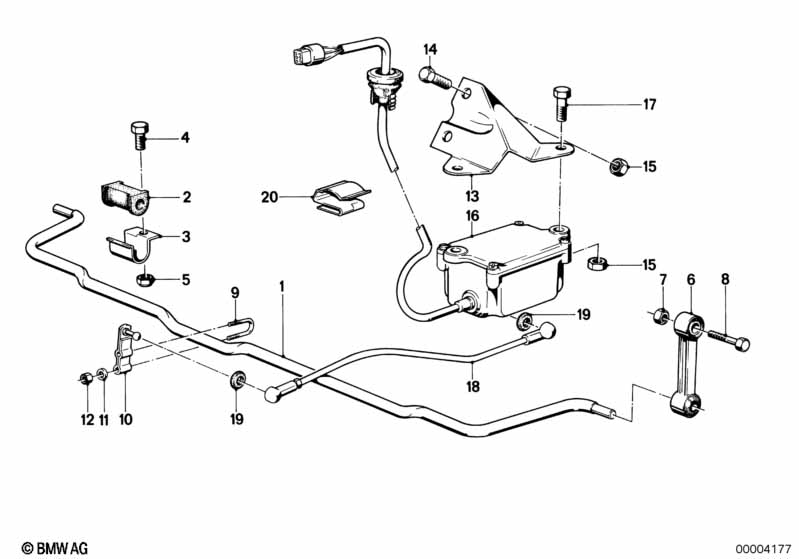 Rear levelling device stabilizer bar