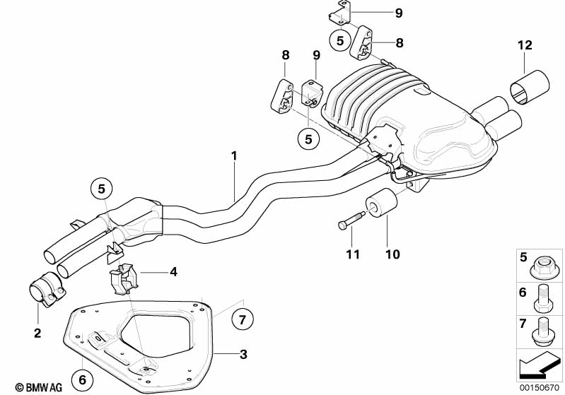 Exhaust system, rear