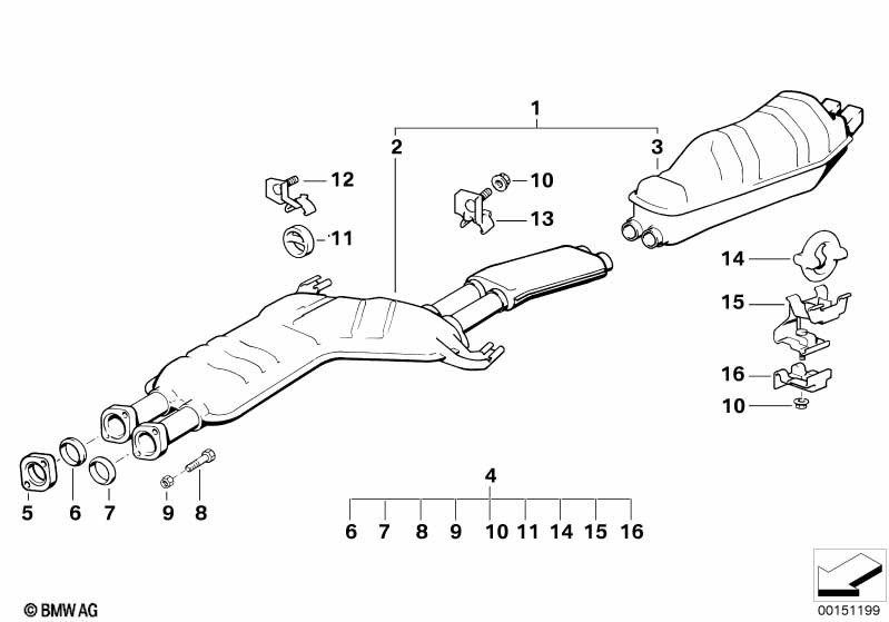 Exhaust system, rear