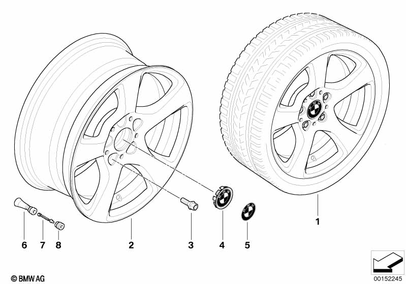 BMW light alloy wheel, spider spoke 157