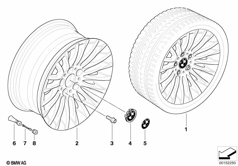 BMW light alloy wheel, spider spoke 187