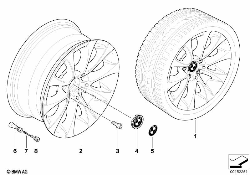 BMW light alloy wheel, V-spoke 188