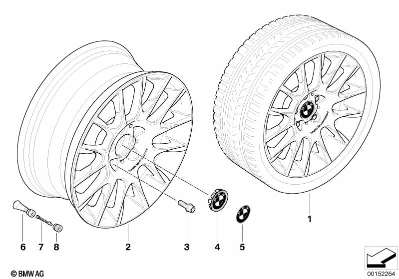 BMW light alloy wheel, radial spoke 216