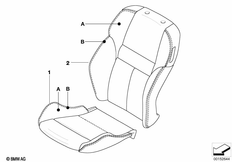 Genuine BMW 52108034022 E63 Cover, Backrest, Sports Seat, Leather INDIVIDUAL (Inc. M6) | ML Performance EU Car Parts