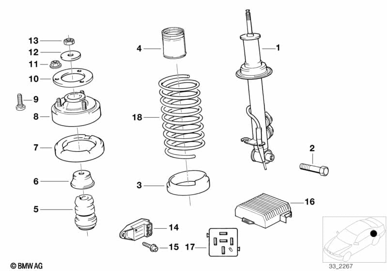 Rear spring strut EDC/ctrl unit/sensor