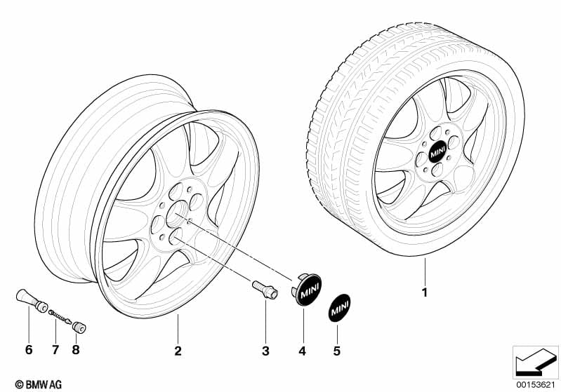 MINI alloy wheel, 5-start spooler 100