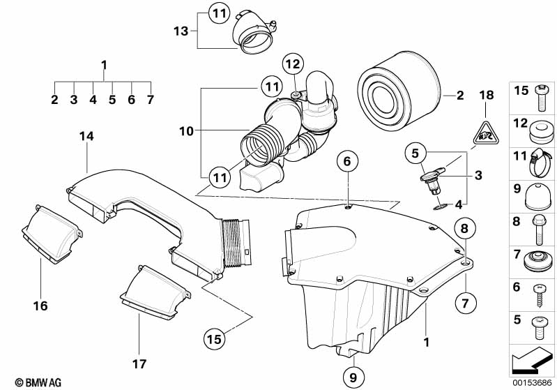 Intake muffler/Filter cartridge/HFM