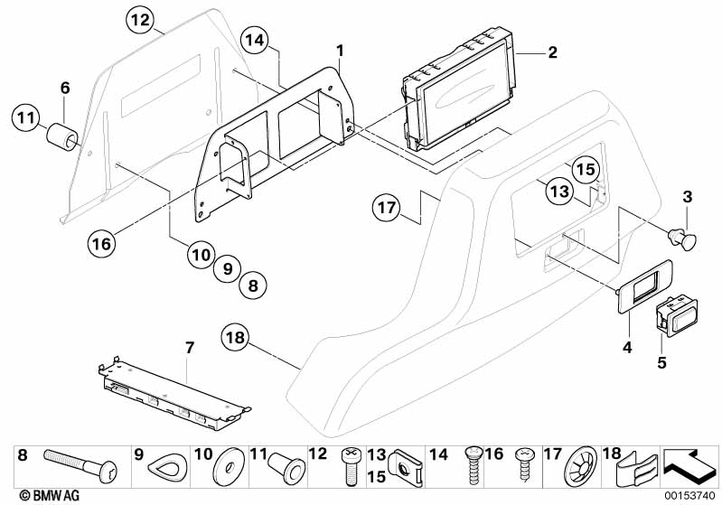 Indi. mount.parts rear seat Infotainment