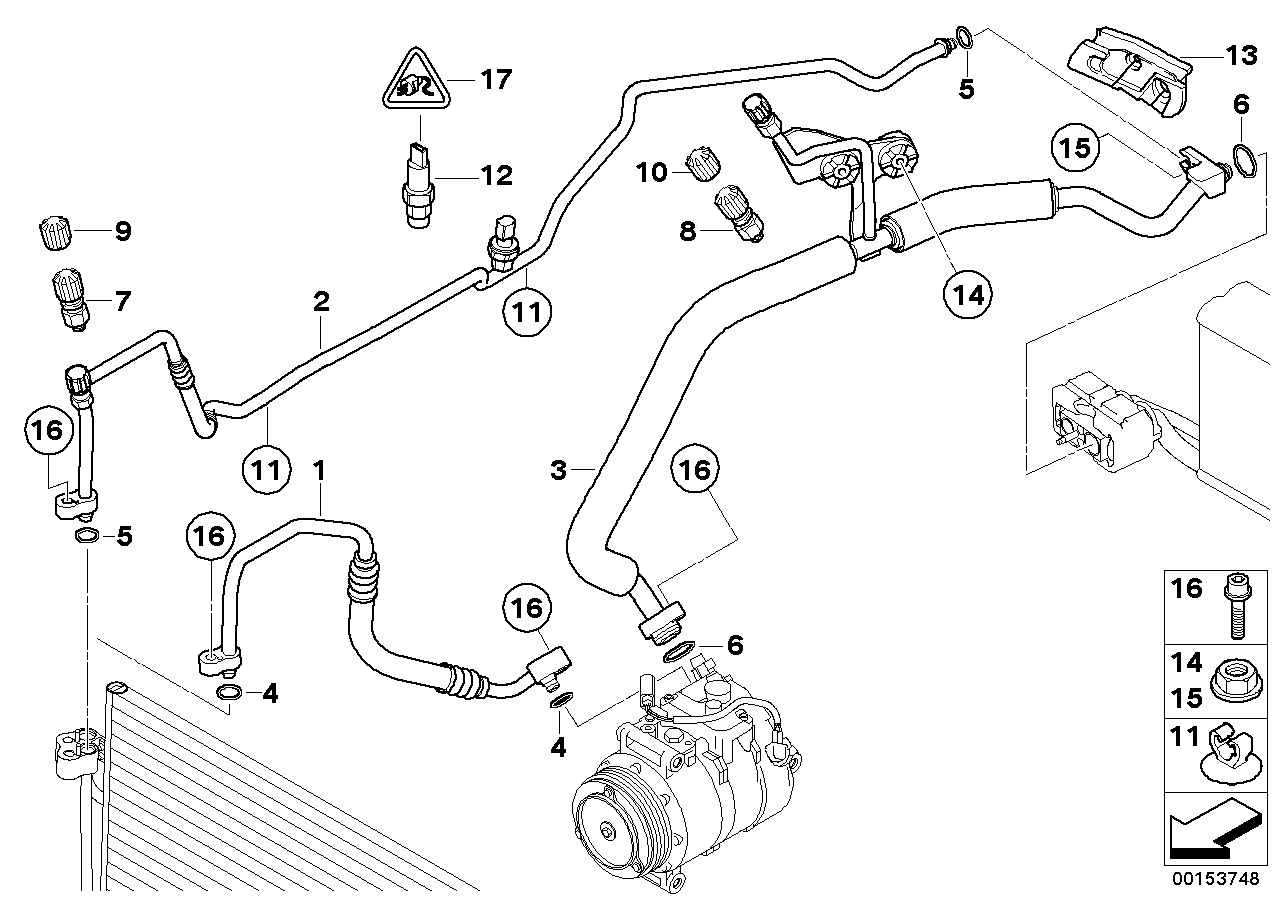 Genuine BMW 64536910804 E60 E61 Pressure Hose Assy Compressor-Condenser (Inc. 525i, 530i & 520i) | ML Performance UK Car Parts