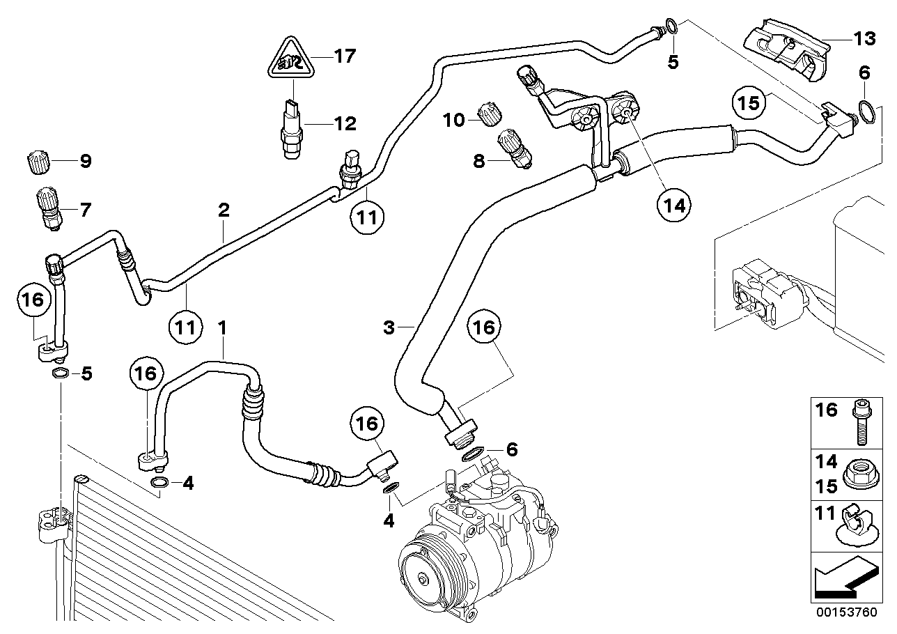 Genuine BMW 64509181847 E64 E63 E61 Pressure Hose Assy Compressor-Condenser (Inc. 525i, 523i & 530i) | ML Performance UK Car Parts