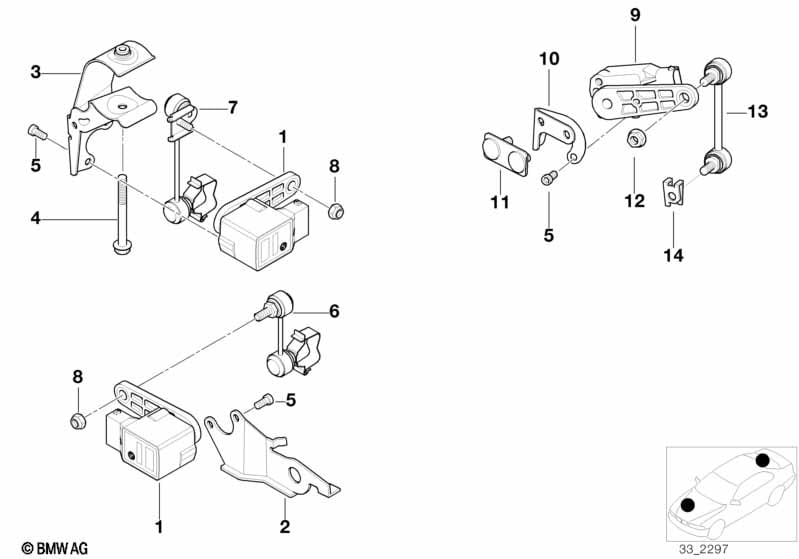 Headlight vertical aim control sensor