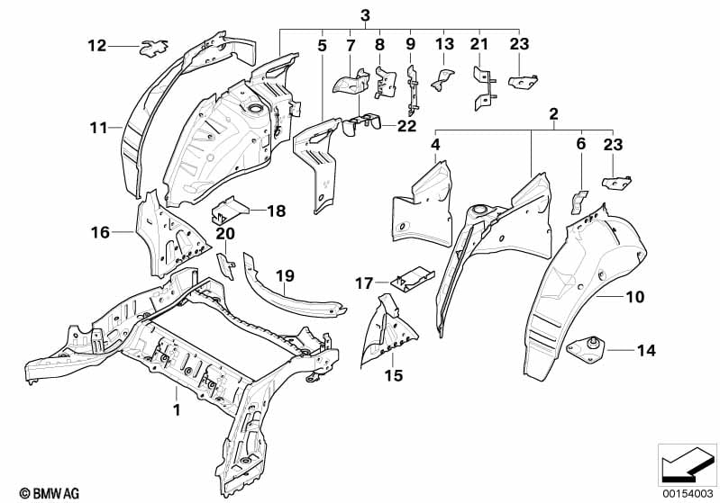 Rear wheelhouse/floor parts