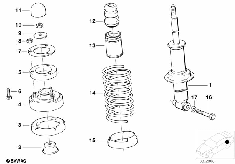 Rear spring strut
