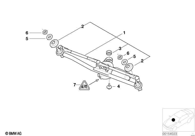 windshield wiper system, LHD