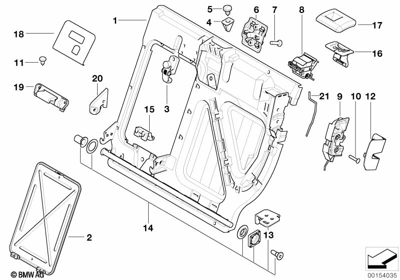 Seat, rear, seat frame, left