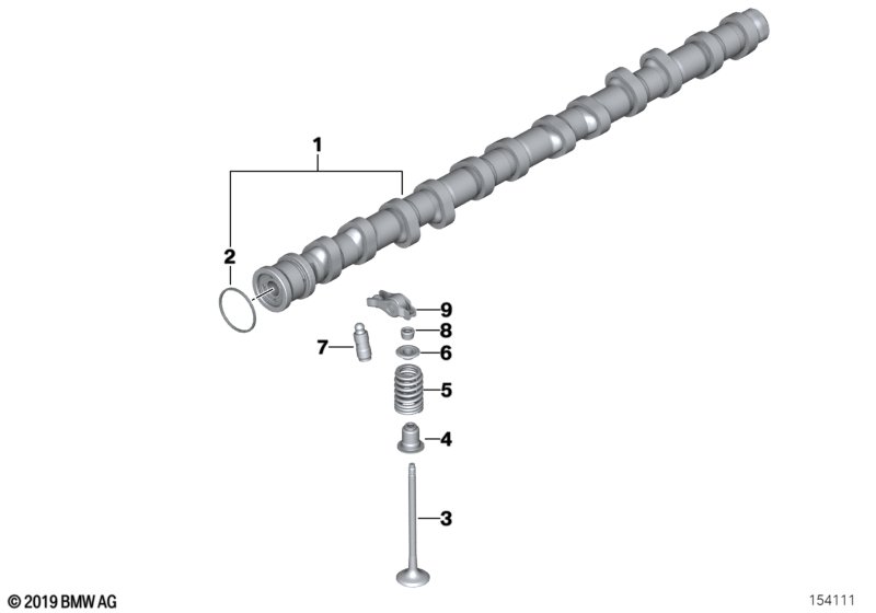 Valve timing gear, camshaft, inlet