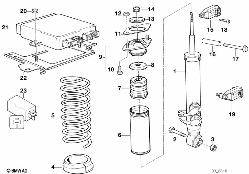 Rear spring strut EDC/ctrl unit/sensor