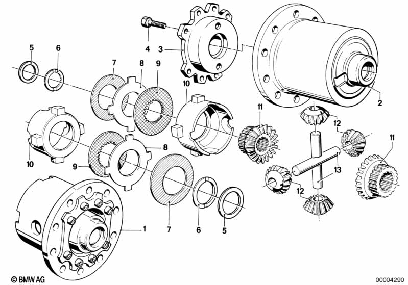Limited slip diff.unit-single parts
