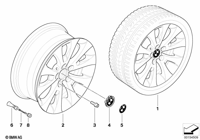 BMW light alloy wheel, V-spoke 206