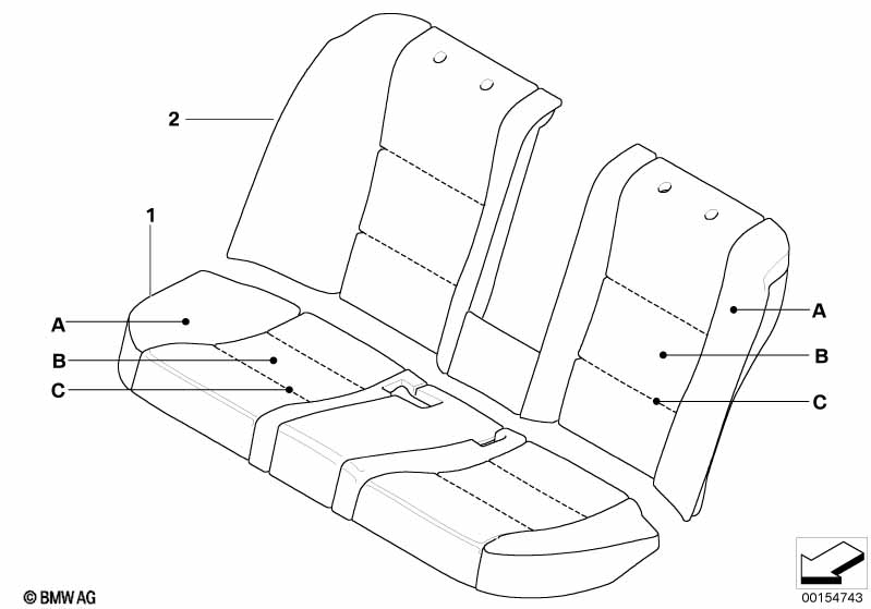 Indiv. cover for seat, rear, LC