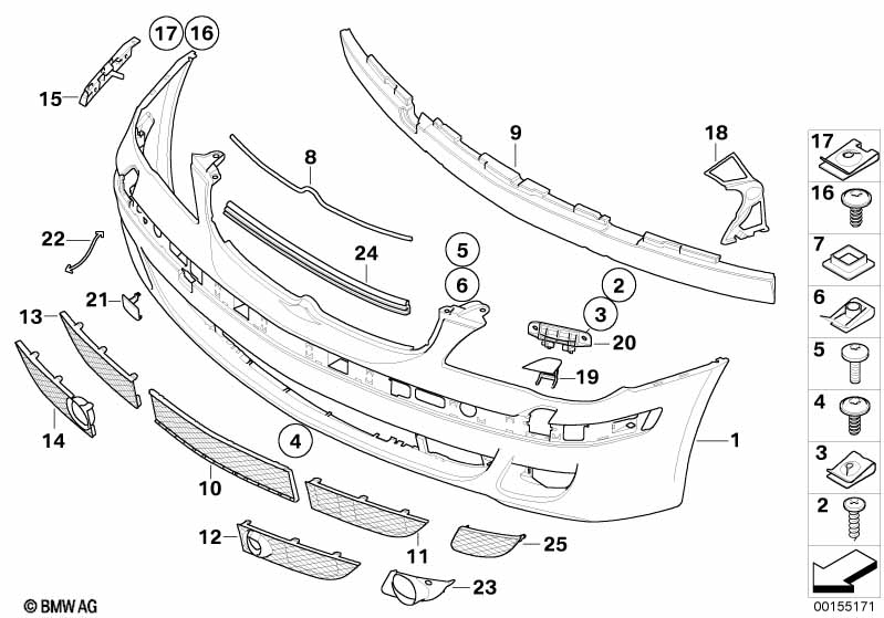 Genuine BMW 51117135566 E66 E65 E67 Grid Lateral Right ACC (Inc. 750i, 745LiS & 760i) | ML Performance UK Car Parts