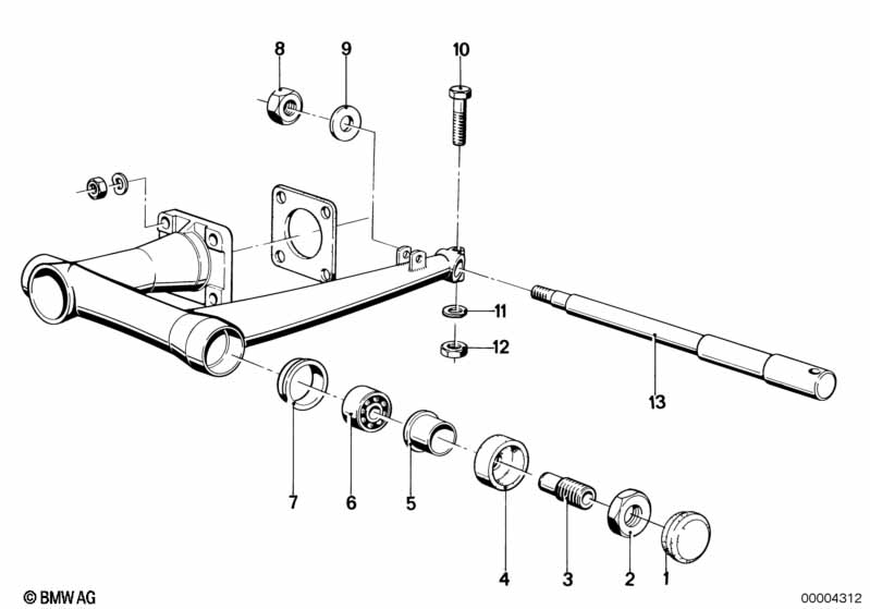 Rear wheel swinging arm mounting parts