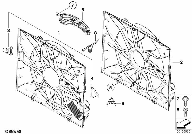 Fan housing, mounting parts
