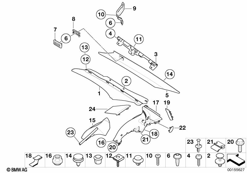 Genuine BMW 51437010972 E66 E67 Cover, Column C, Bottom Right SCHWARZ (Inc. 730Ld, 745LiS & 740Li) | ML Performance EU Car Parts
