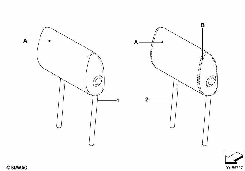 Indi. folding headrest, base kit, rear