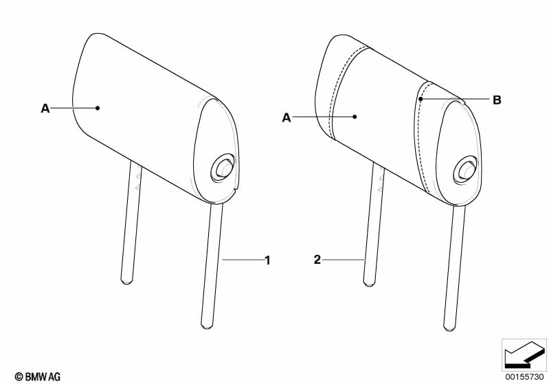 Indi. folding headrest, Sport seat, rear