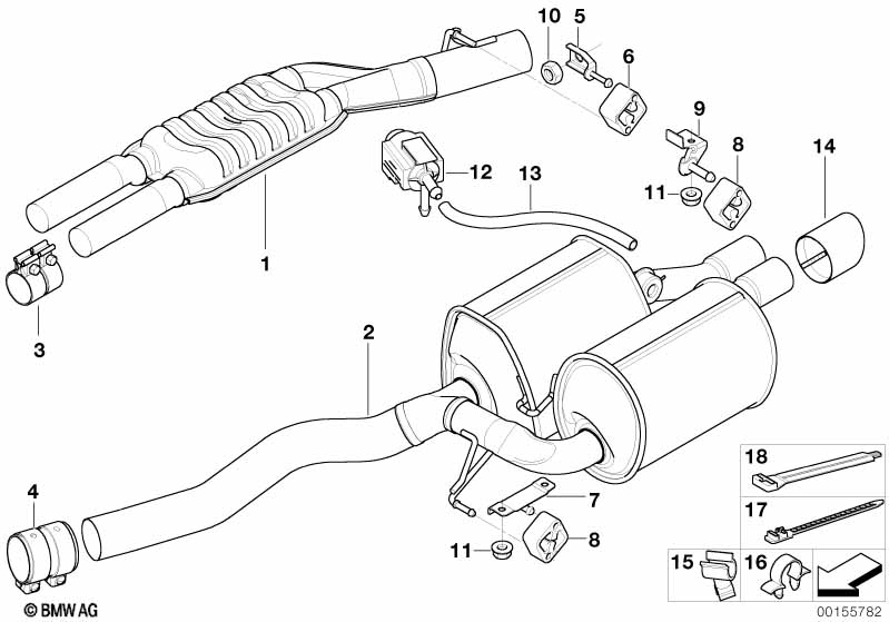 Exhaust system, rear