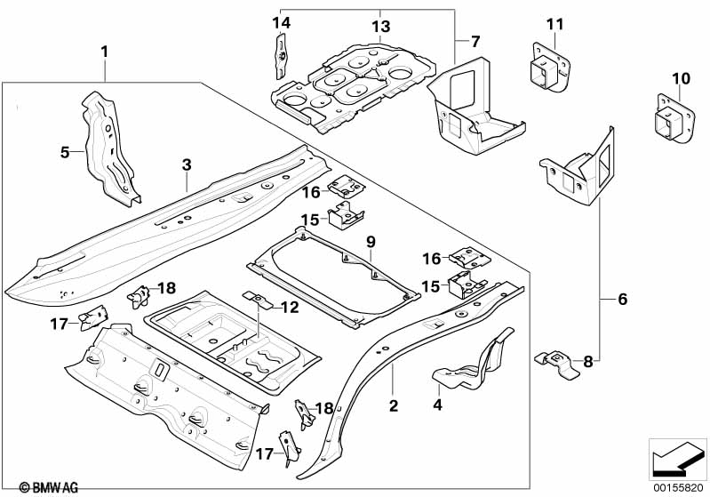 Mounting parts for trunk floor panel