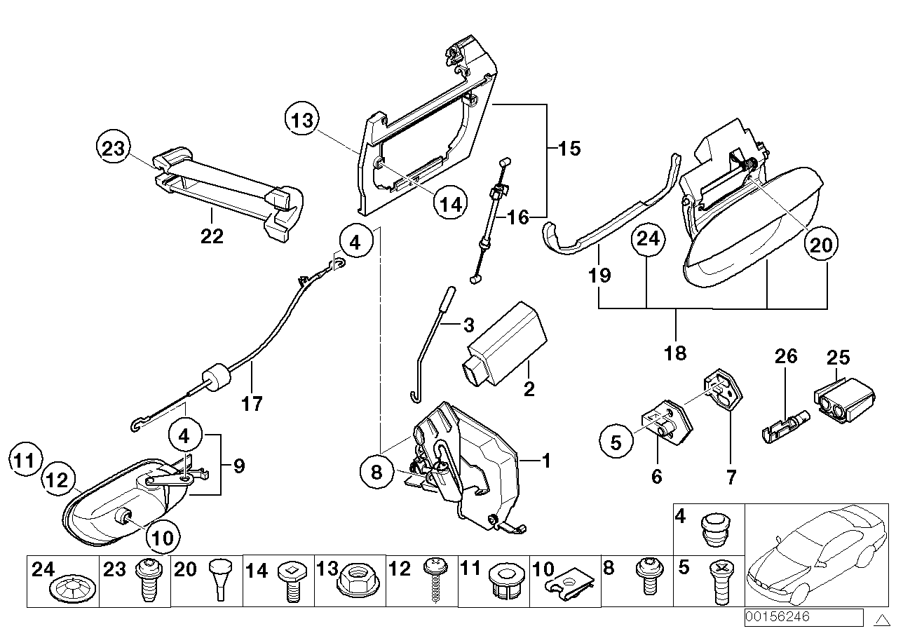 Genuine BMW 51228236646 E39 Carrier, Outside Door Handle, Rear Right (Inc. 525i, 528i & 540i) | ML Performance UK Car Parts