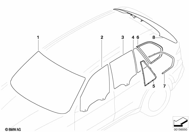 Genuine BMW 51377207873 E70 Green Side Window With Left Gasket (Inc. X5 3.5d, X5 35iX & X5 3.0si) | ML Performance EU Car Parts