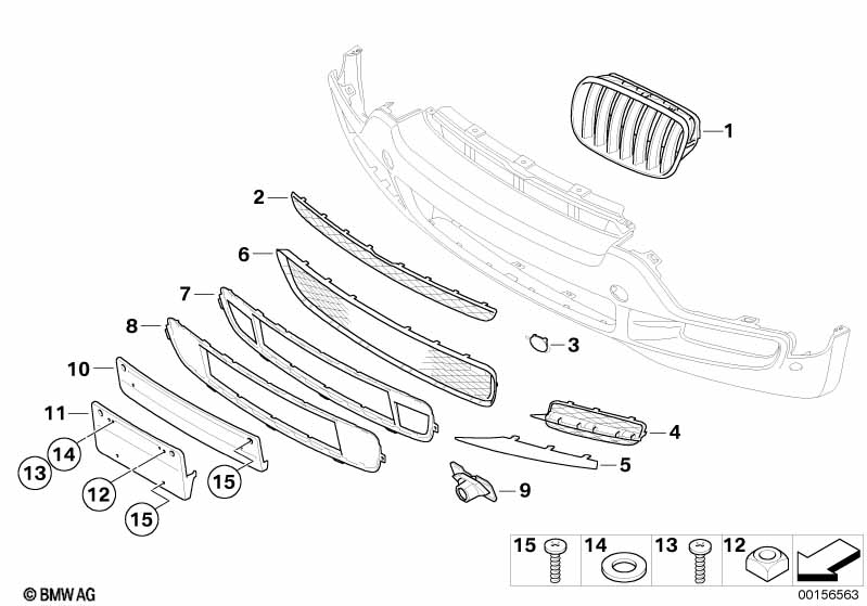 Genuine BMW 51117163957 E70 Grid, Center Open ALU MATT (Inc. X5) | ML Performance EU Car Parts