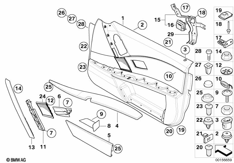 Door trim panel, front / side airbag