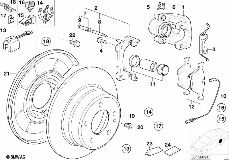 Rear brake / brake pad / wear sensor