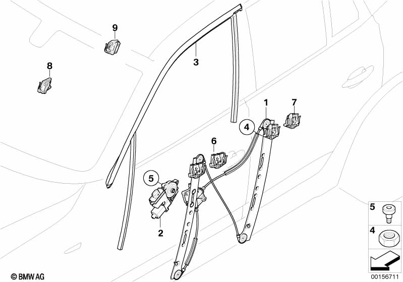 Genuine BMW 51333424493 E83 Window Guide, Left Front Door (Inc. X3) | ML Performance EU Car Parts