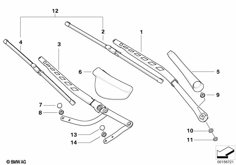 Single components for wiper arm