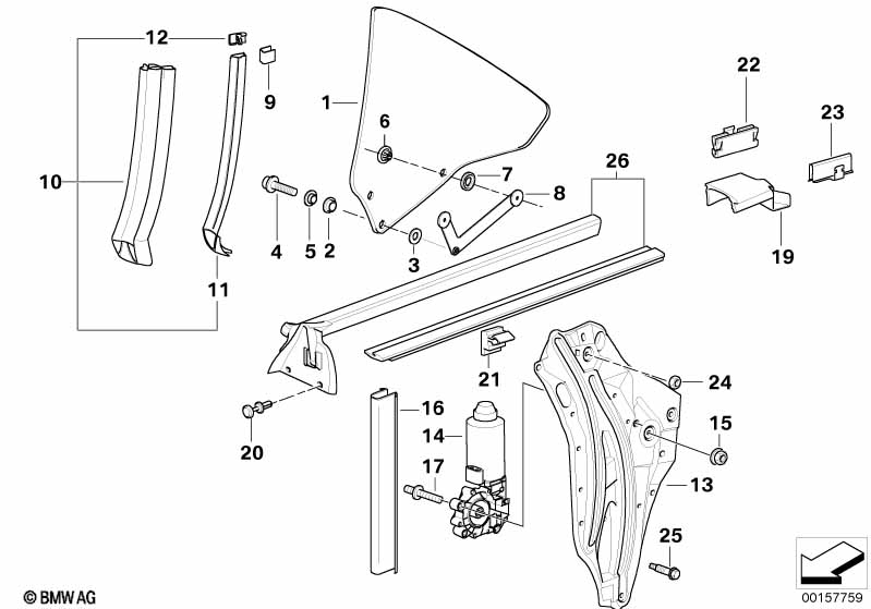 Door window lifting mechanism rear