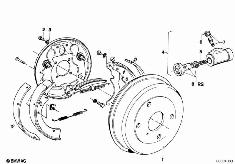 Drum brake-brake drum/wheel brake cyl.