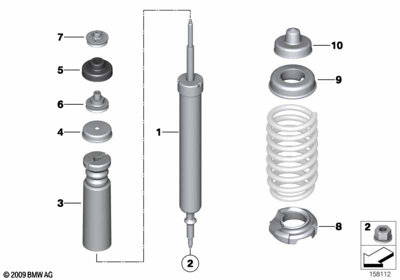 Rear spring strut mounting parts