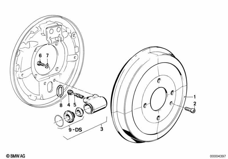Drum brake-brake drum/wheel brake cyl.
