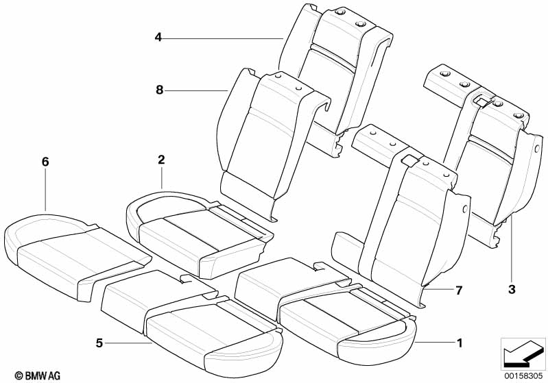 Genuine BMW 52206973361 E70 Cover Backrest Leather Right SCHWARZ (Inc. X5) | ML Performance EU Car Parts