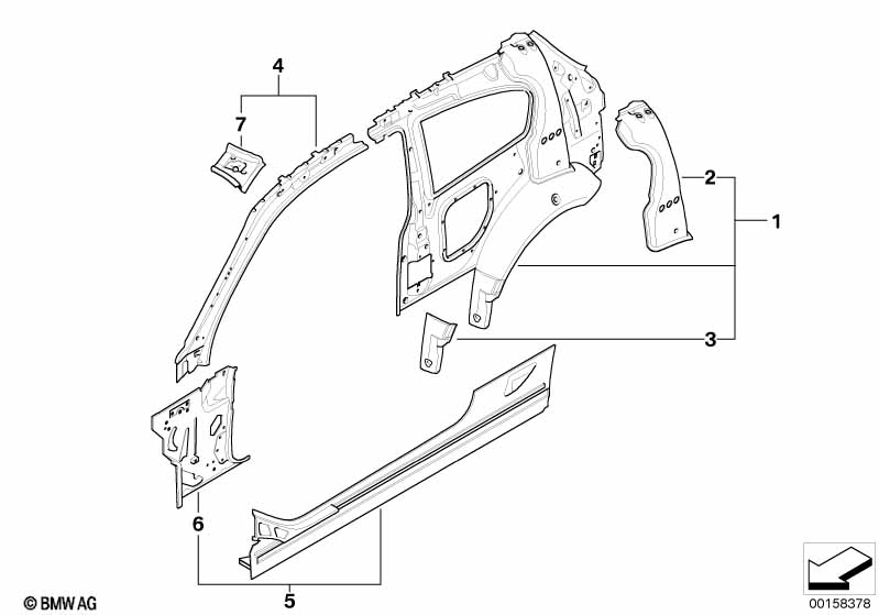 Single components for body-side frame