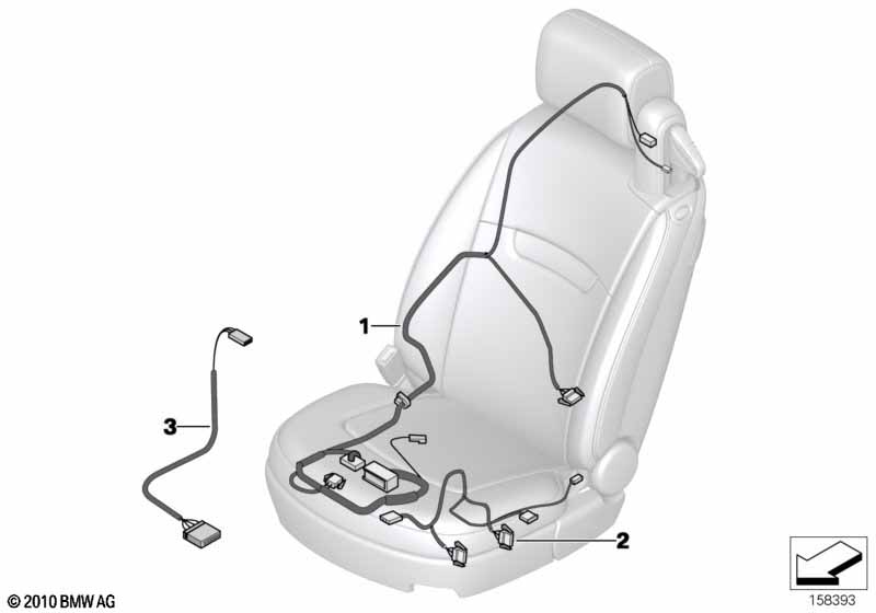 Wiring, adjustable front seat