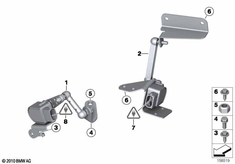 Headlight vertical aim control sensor