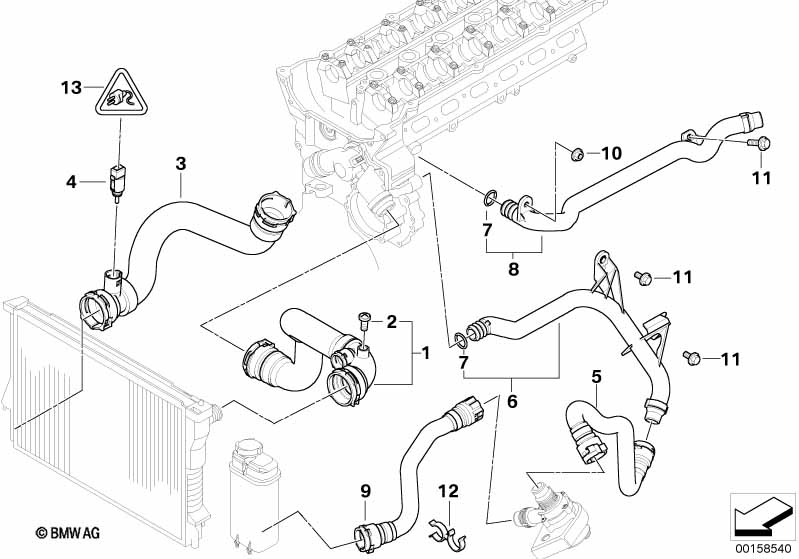 Genuine BMW 11537500735 E53 Water Hose (Inc. X5 3.0i) ML Performance
