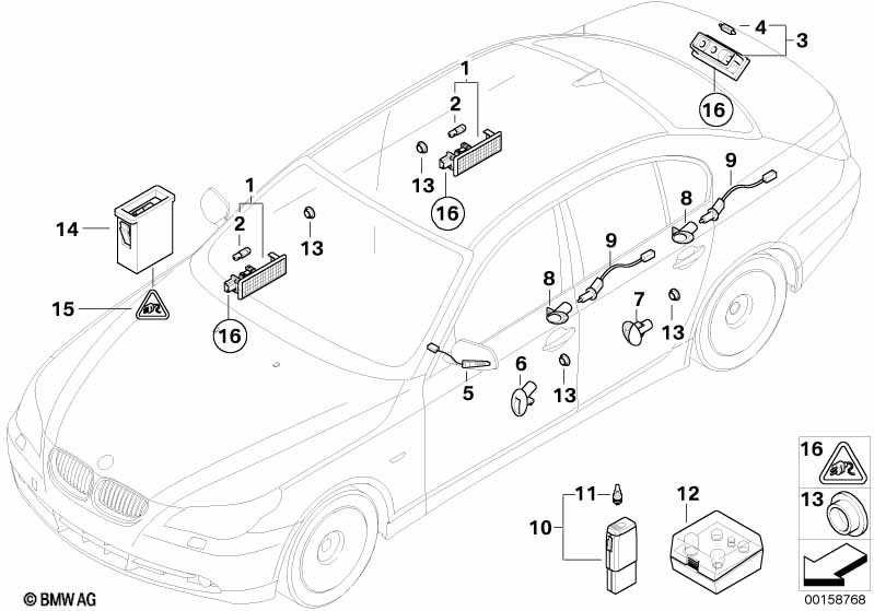 Genuine BMW 63316927006 E60 E61 Door Pocket Lighting, Rear SCHWARZ (Inc. 520d, 525d & 525i) | ML Performance EU Car Parts