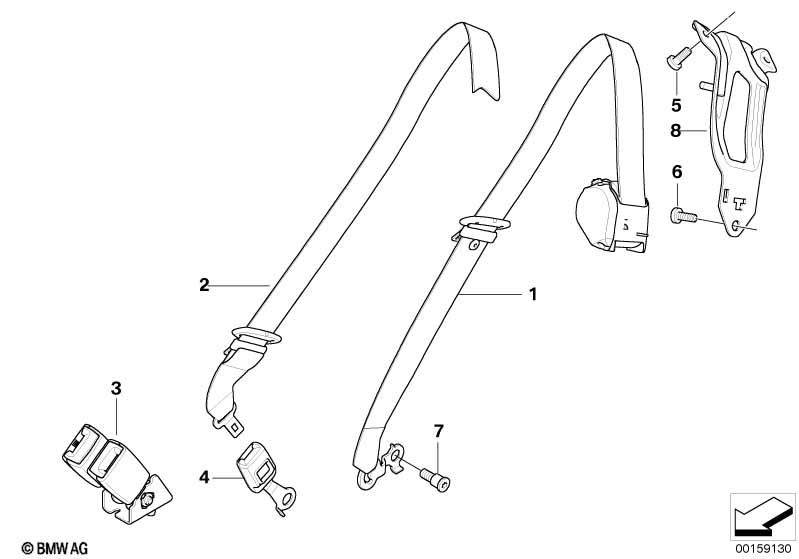 Safety belt for 3rd seat row